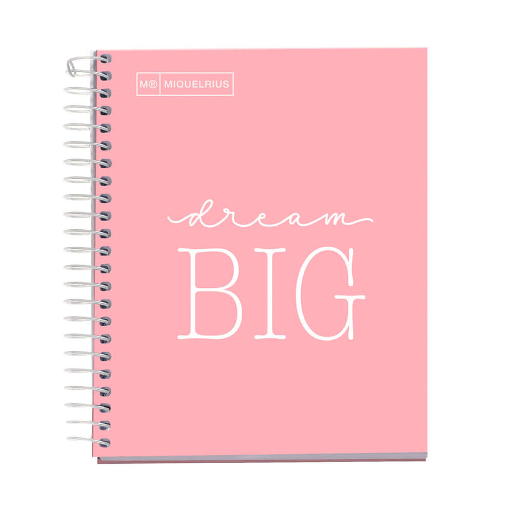 Caiet cu spira Miquelrius Messages, A5, matematica, 100 file, coperta carton dur plastifiat, roz Caiet cu spira Miquelrius Messages, A5, matematica, 100 file, coperta carton dur plastifiat, roz